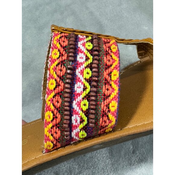 Nicole Women 7.5 M Dragon Faux Leather Slides Slip On Multi Color Toe Wrap - Picture 7 of 15